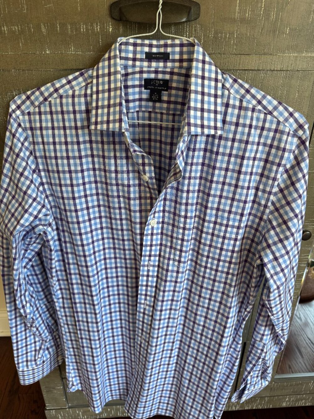 J.Crew Thompson Stretch Wrinkle Free Purple Blue Check Shirt M
